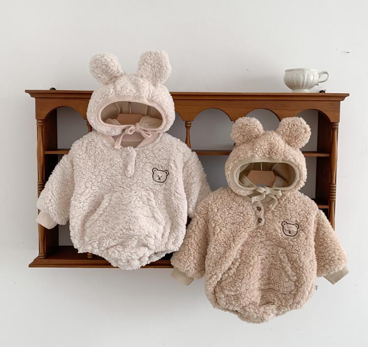 2023★秋冬新作★韓国風子供服★ロンパース+帽子★2色66-90CM