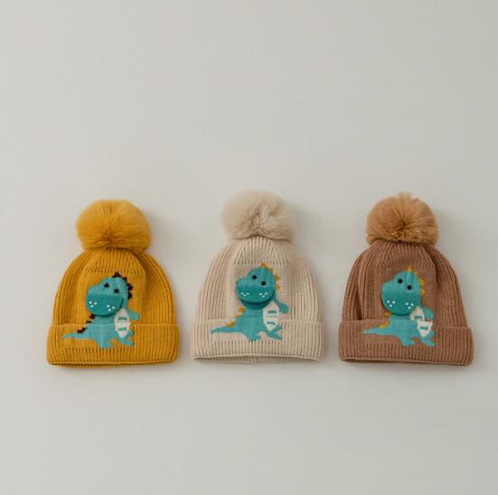 子供用★帽子★キッズ★ニット帽子★男女兼用★ダイナソー★4色