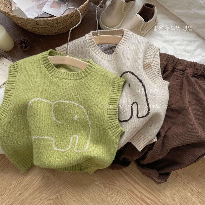 子供服★トップス★ニット★ベスト★韓国風子供服★キッズ★男女兼用★2色★90-130CM
