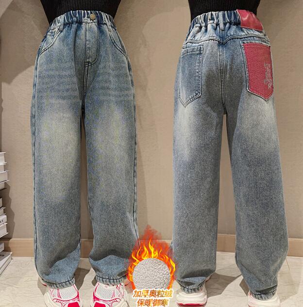 2023冬新品★子供服★裏起毛付きデニムズボン★130-170cm★