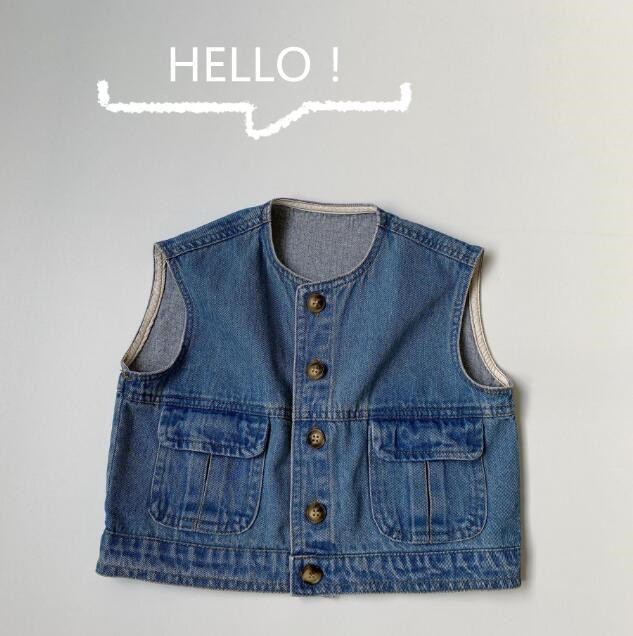子供服★トップス★デニム★ベスト★キッズ★韓国風子供服★男女兼用★80-130CM