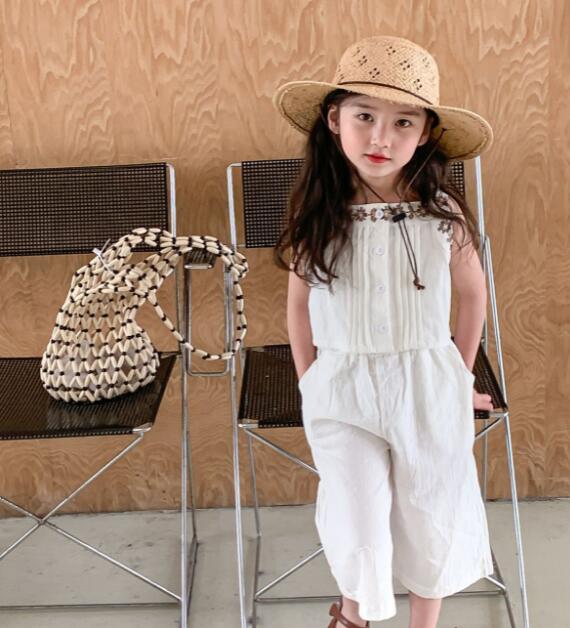 子供服★トップス+ズボン★セットアップ★キッズ女の子★袖なし★7-15#