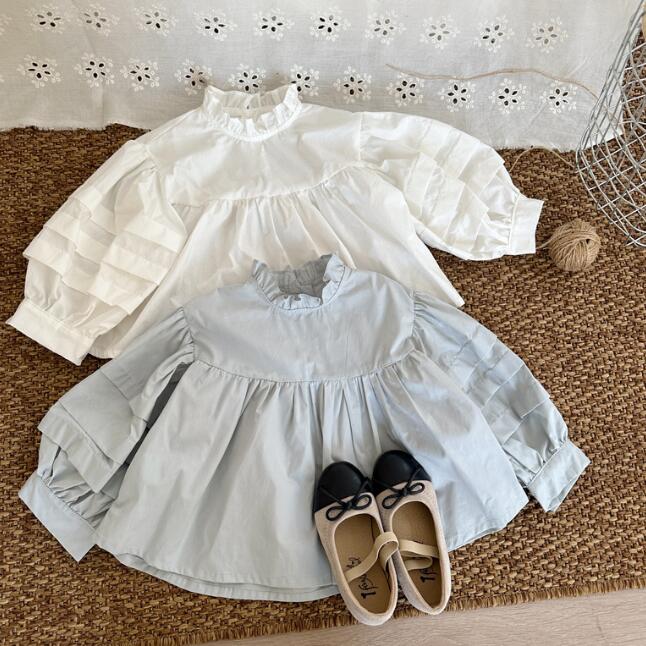 「2024」子供服★長袖シャツ★トップス★韓国風子供服★キッズ女の子★無地★2色★80-130CM