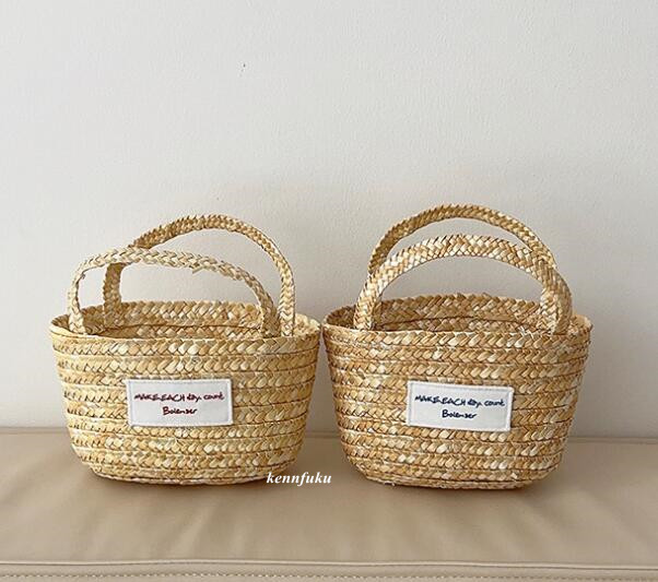 2024新型★草編みバッグ&ハンドバッグ★子供バッグ　2色