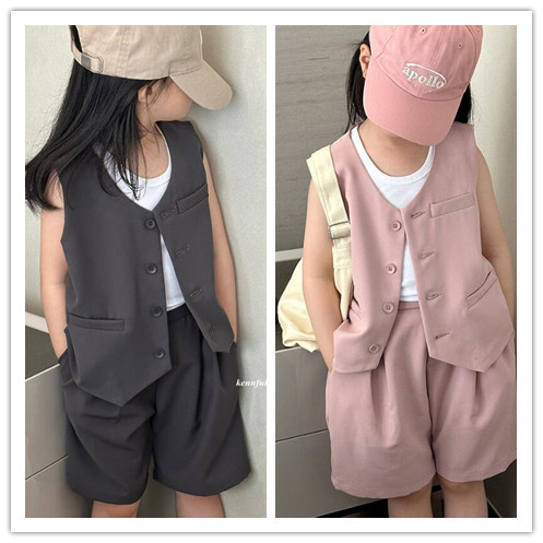 2024年★子供服　ベスト+ズボンセット&白トップス★90-160cm★