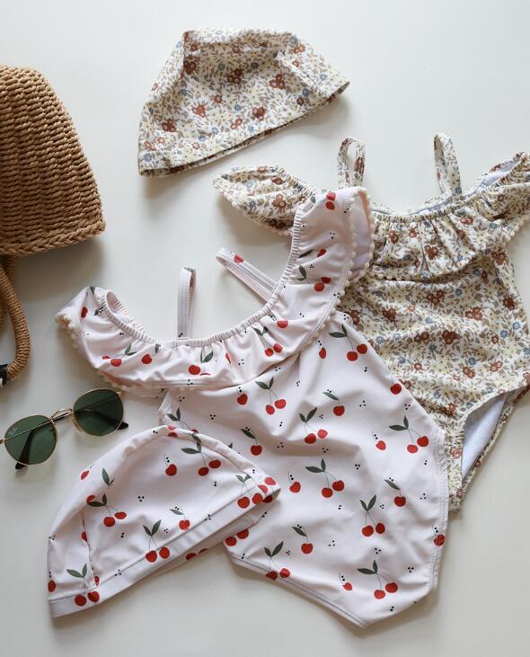2024夏新作★キッズ服　水着+帽子★80-130★2種