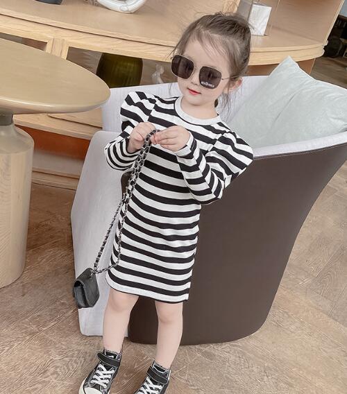 2024★春秋新作★韓国子供服★ワンピース★ストライプ★7-15
