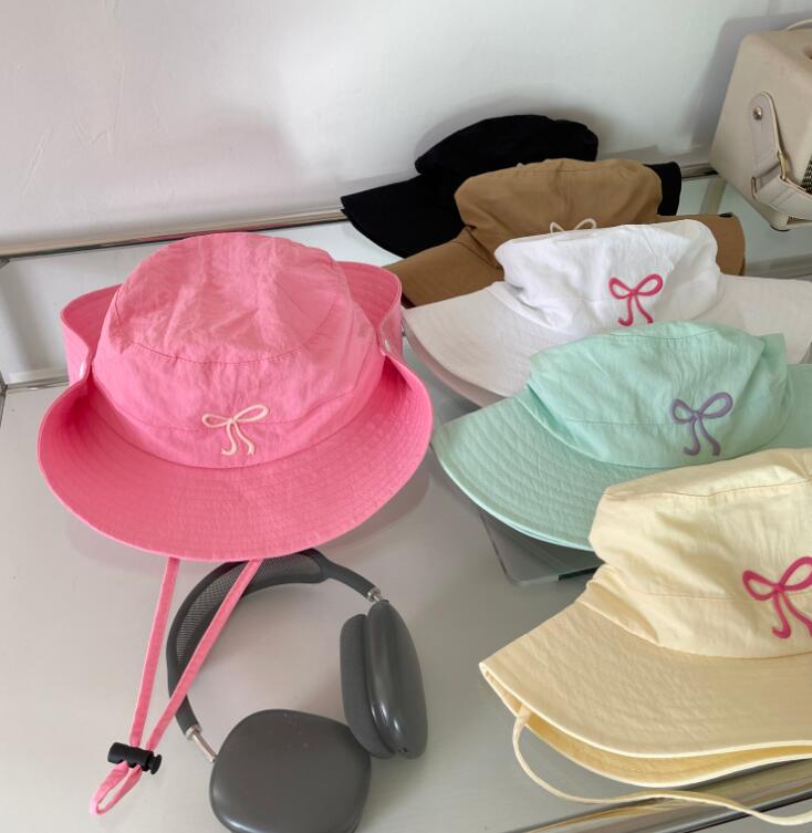 2024年夏新品★大人用★刺繍蝶結び帽子　ハット★6色選べ