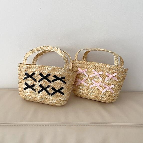 バッグ★かごバッグ★ハンドバッグ★子供用★キッズ女の子★蝶結び★可愛い★2色
