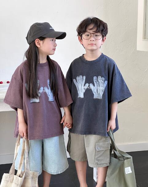 「2024」子供服★トップス★半袖★Tシャツ★キッズ★男女兼用★2色★90-140CM