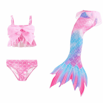 ガール春夏 子供水着 フリル水着 リボン 人魚 マーメイド 女の子 ビキニ3点組 ビーチ コスプレ110-150