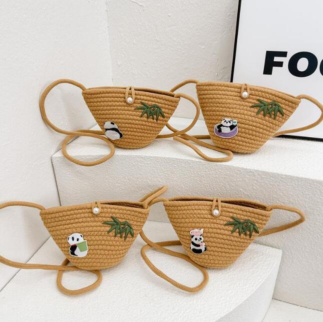 バッグ★ショルダーバッグ★草編みバッグ★子供用★ミニバッグ★ポシェット★パンダ★4色