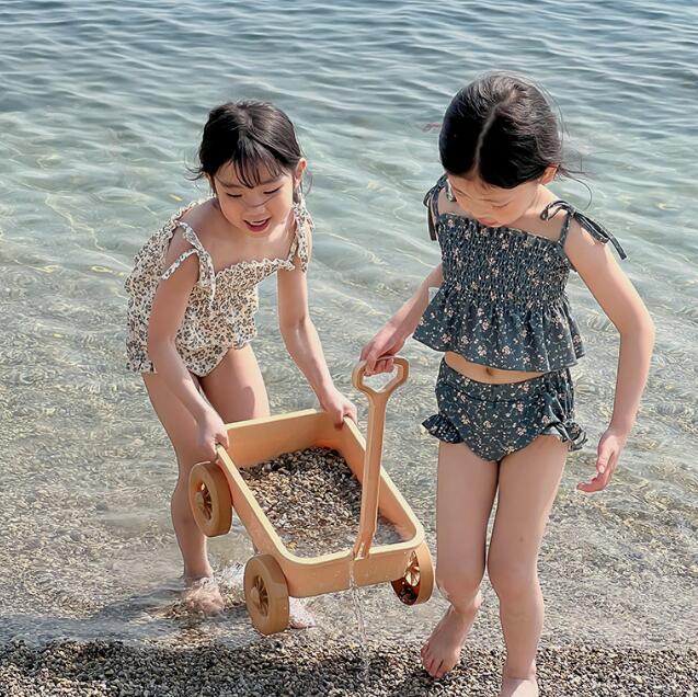 子供服★水着★トップス+パンツ★キッズ女の子★韓国風子供服★砂浜★2色★90-140CM