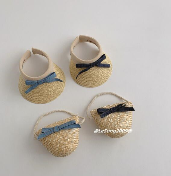 2024年夏★子供用★草編み帽子&バッグ分けて販売★2色選べ
