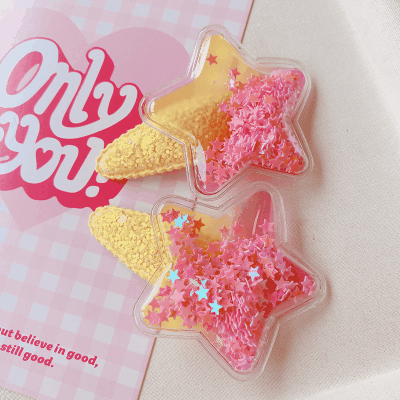 2024春夏 ガール ヘアクリップ ヘアピン 海洋系 スパンコール キラキラ イルカ海豚 ハート星猫 単枚入