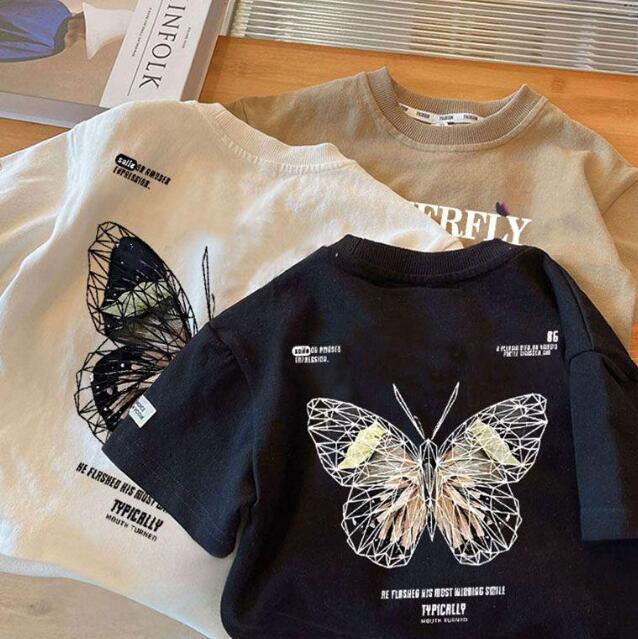 「2024」子供服★Tシャツ★トップス★半袖★韓国風子供服★蝶々★3色★80-140CM