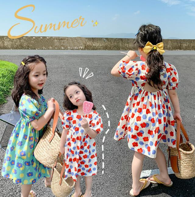 「2024」子供服★ワンピース★花柄★韓国風子供服★半袖★2色★90-140CM