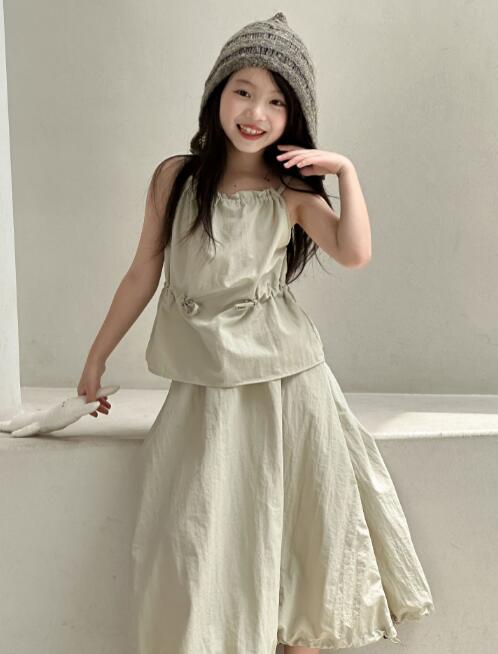 「2024」子供服★トップス+スカート★セットアップ★速乾★韓国風子供服★無地★90-150CM