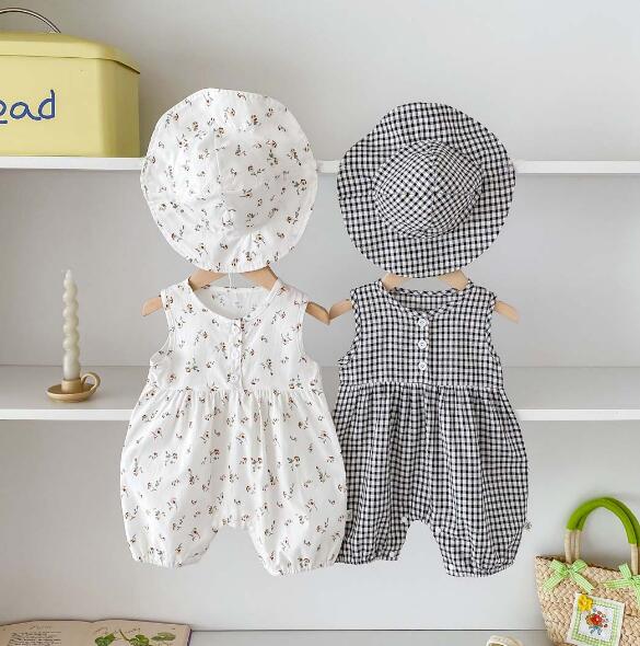 「2024」子供服★ロンパース+帽子★韓国風子供服★ベビー★2色★66-90CM