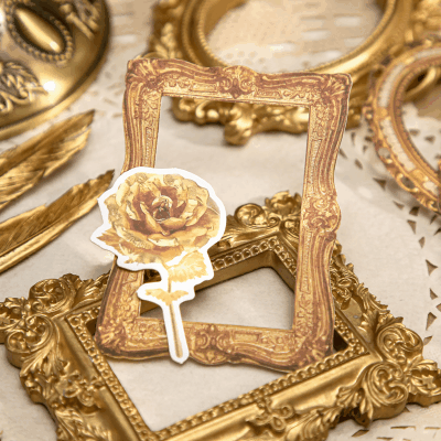 カフェ風 素材紙メモ紙 ペーパー 花フラワー葉 石膏人像 フレーム 鏡枠  アンティーク 15枚入