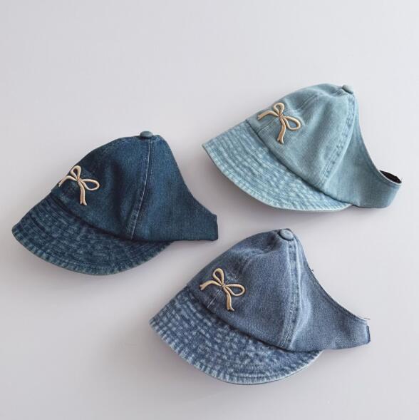 「2024」子供用★帽子★キッズ★キャップ★デニム★蝶結び★可愛い★3色