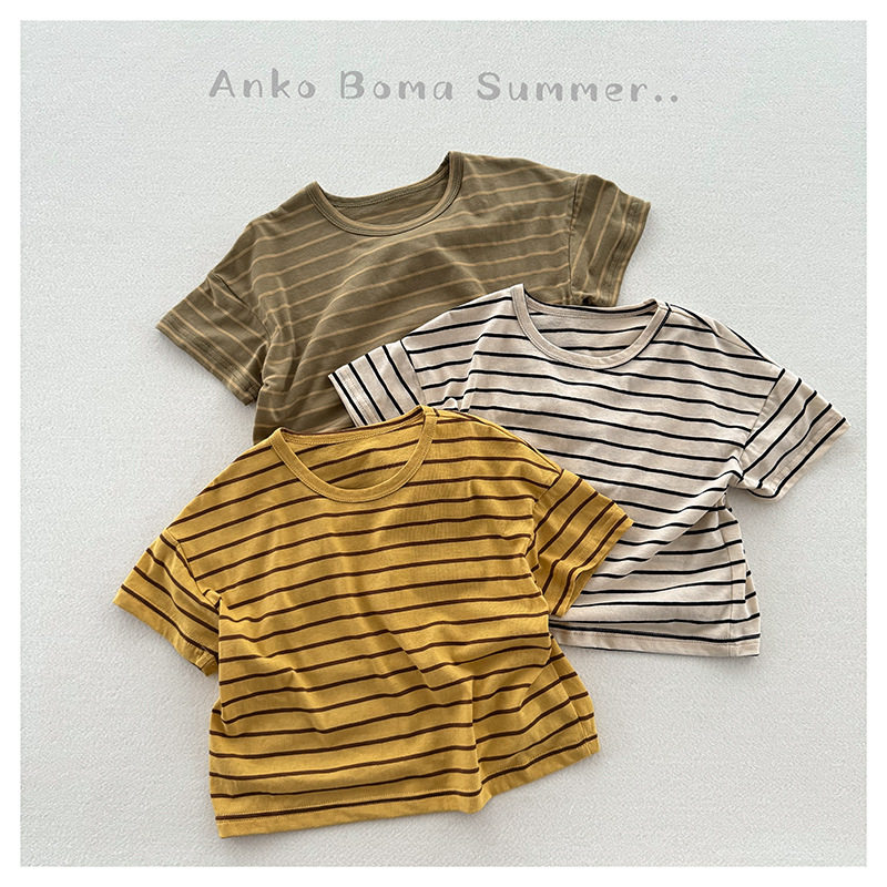 「2024」子供服★トップス★Tシャツ★韓国風子供服★ストライプ★3色80cm〜130cm