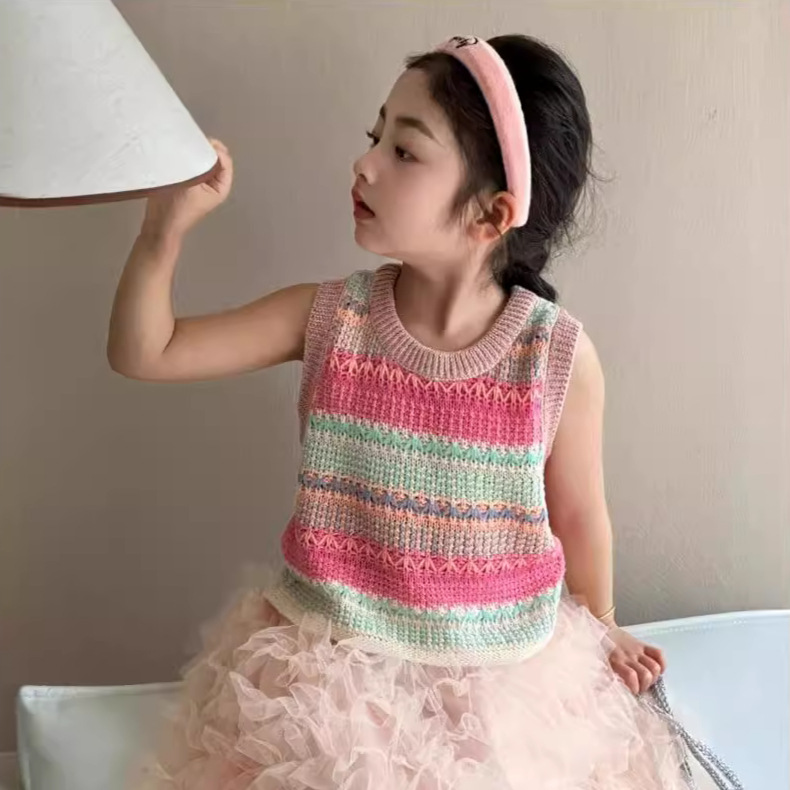 2024夏★子供服　ニットベスト　トップス★110cm〜160cm