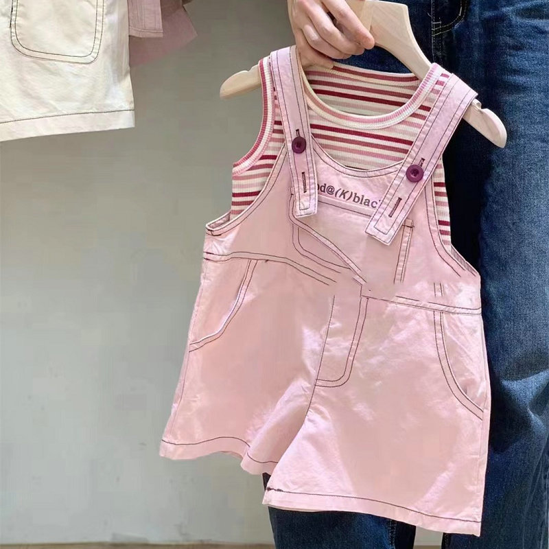 「2024」子供服★トップス+サロペット★セットアップ★韓国風子供服★5#〜13#