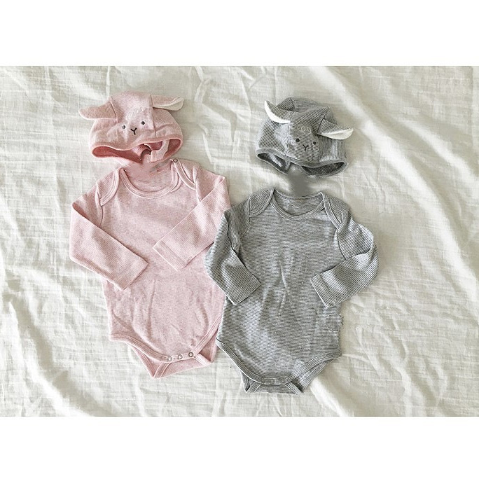 2024秋YQ★ベビー服　ロンパース+帽子★66cm〜90cm 2色