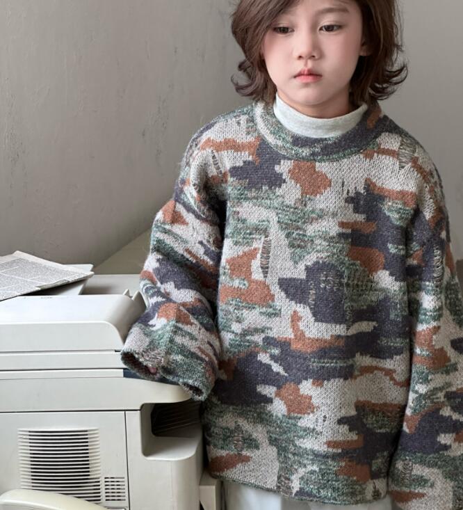 2024年新★子供服　迷彩セーター★90cm〜140cm