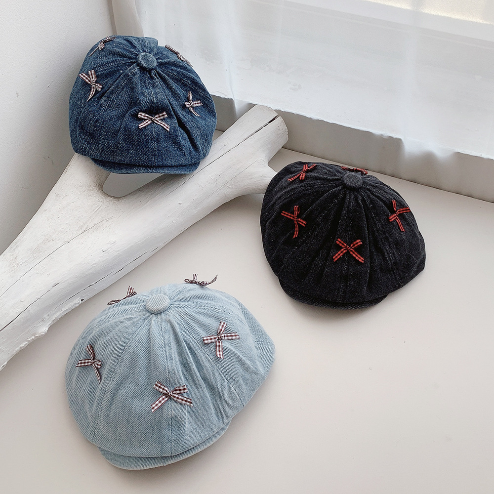「2024」子供用★帽子★デニム★キッズ★ベレー帽★3色