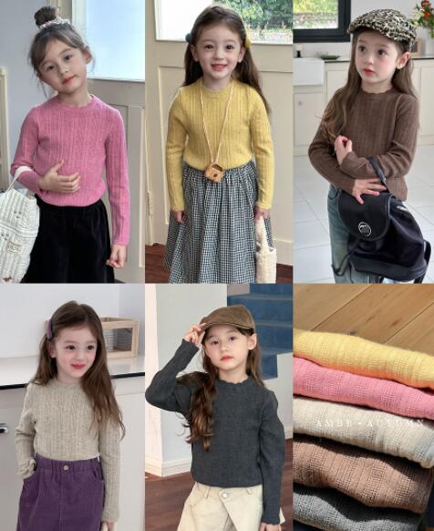 2024秋新品A★子供服　ニットトップス　インナー★90cm〜160cm 5色