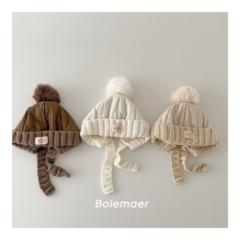 「2024」子供用★帽子★ニット帽子★耳カバー★防寒★ベビー★暖かい★3色
