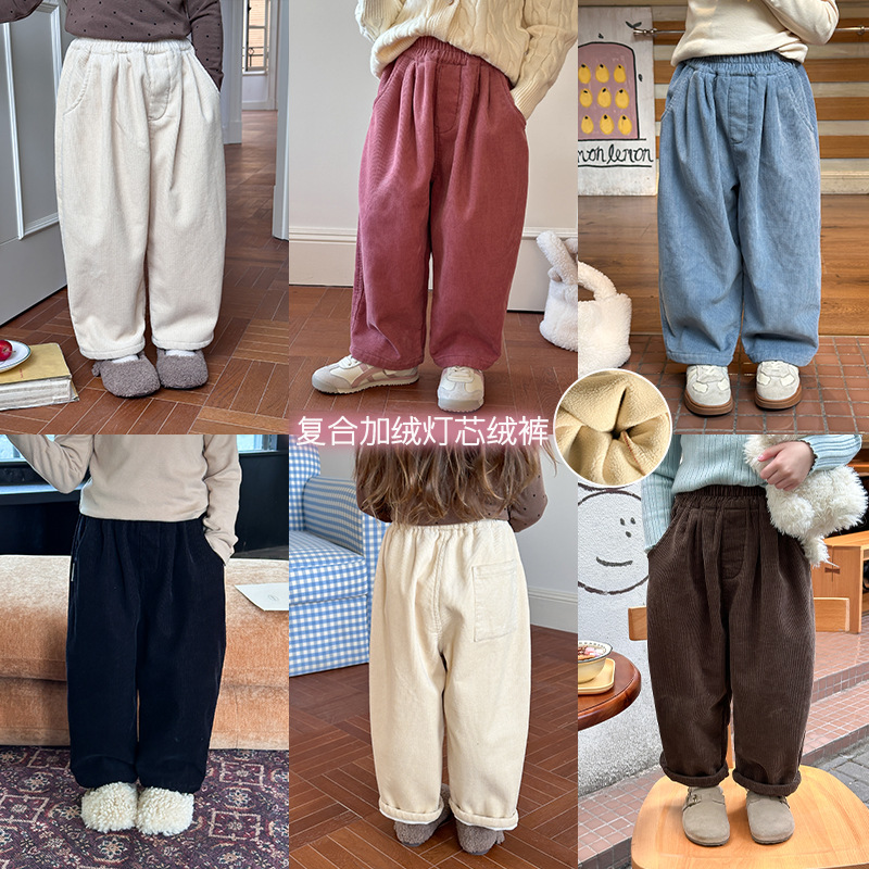 2024★秋冬新作★韓国風子供服★厚手★裏起毛★コーデュロイ★90cm〜160cm 5色