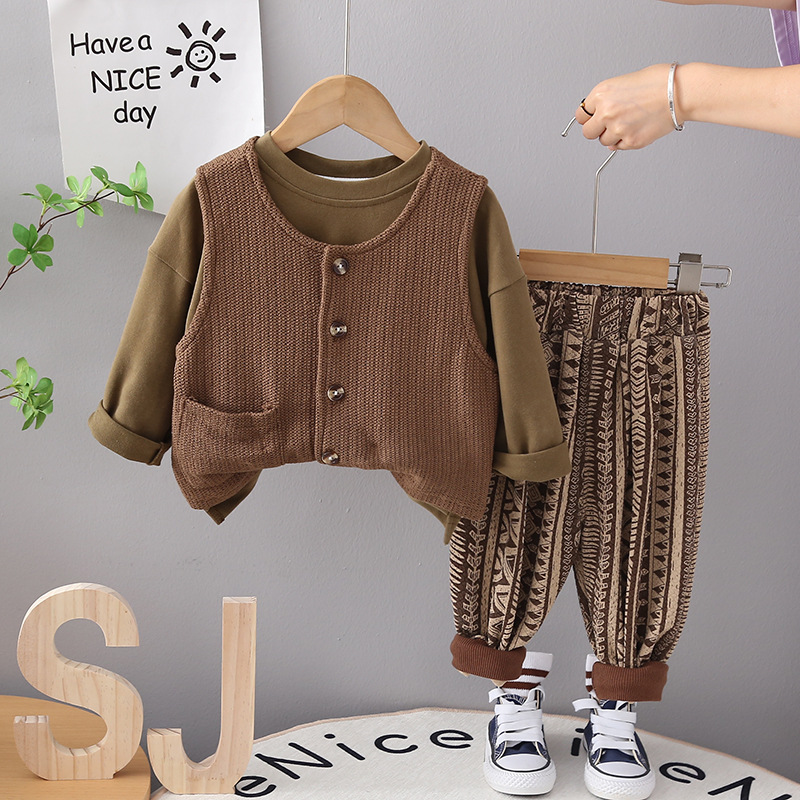 2025★春秋新作★韓国風ベビー服★トップス+チョッキ+ズボン★80cm〜120cm 2色