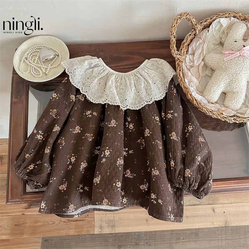 「2025」子供服★ワンピース★花柄★長袖★韓国風子供服★90cm〜140cm