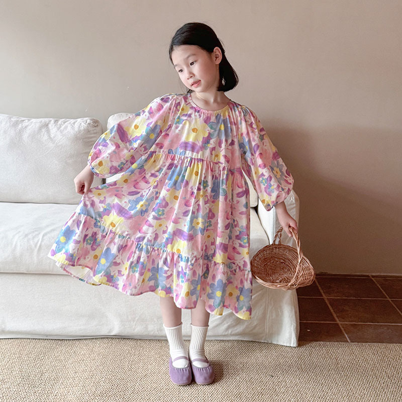 「2025」子供服★ワンピース★花柄★長袖★韓国風子供服★90cm〜150cm