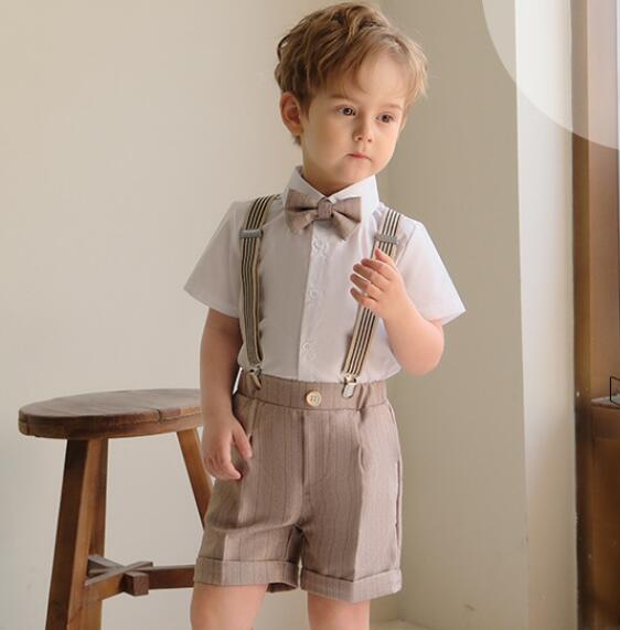 「2025」子供服★半袖シャツ+吊りパンツ+蝶結び★セットアップ★80cm〜150cm