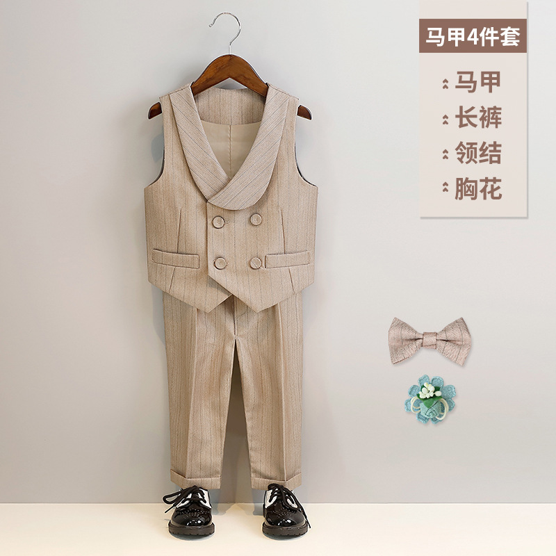 「2025」子供服★チョッキ+ズボン+蝶結び+花飾り★セットアップ★韓国風子供服★80cm〜150cm