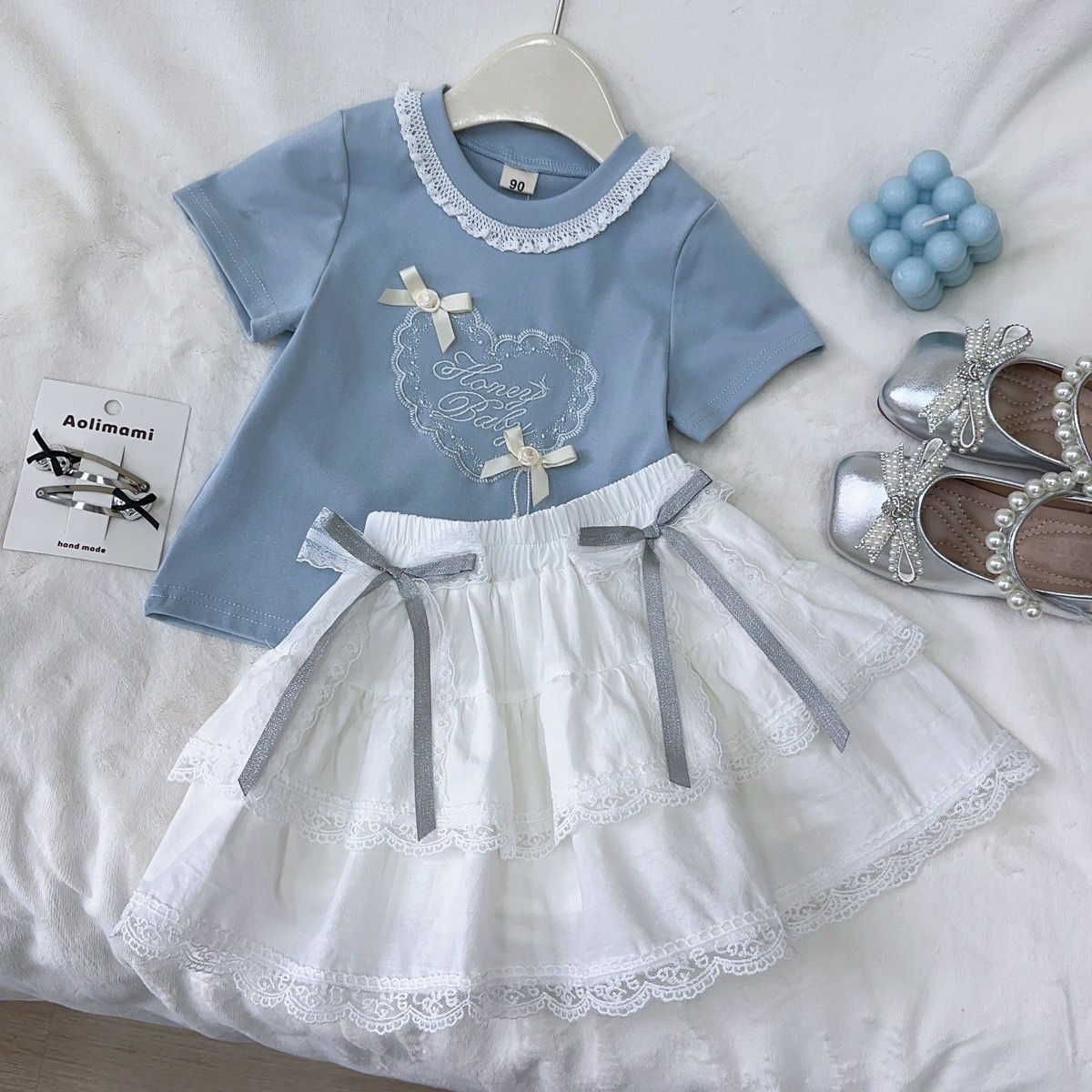 「2025」子供服★Tシャツ+スカート★セットアップ★蝶結び★90cm〜140cm