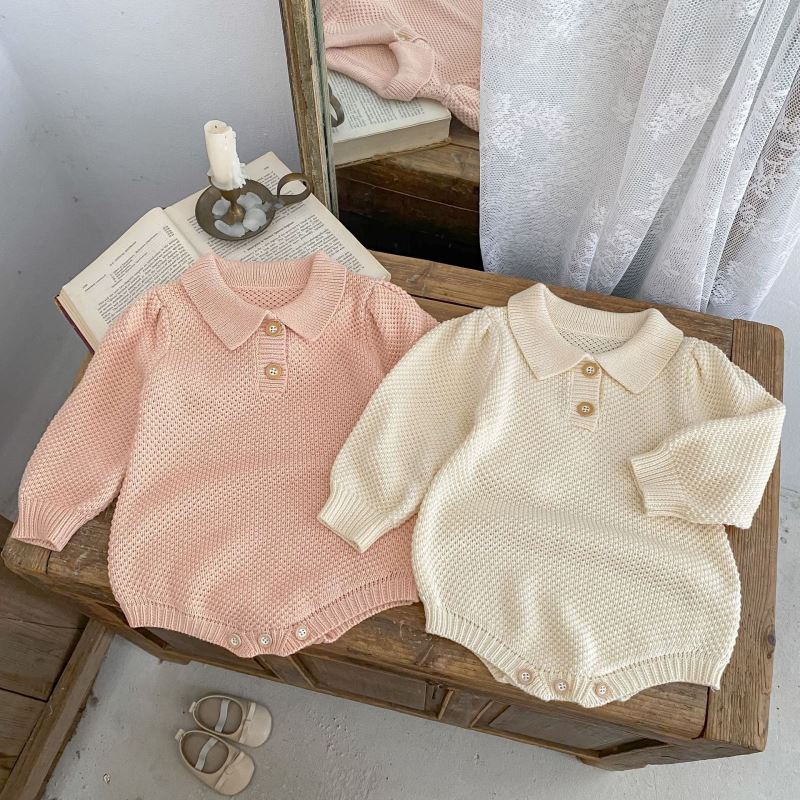 2025秋新入荷★ベビー服　ニットロンパース★66cm〜90cm 2色
