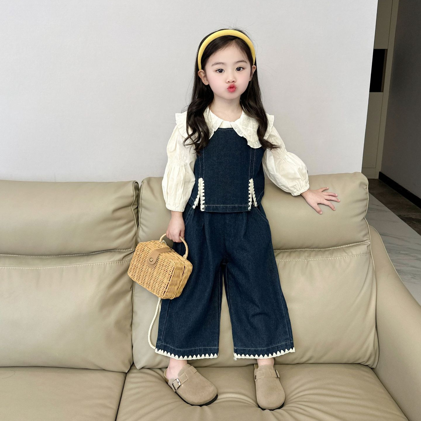 2025秋新品★子供服　トップス&ベスト+ズボンのセット★90cm〜140cm