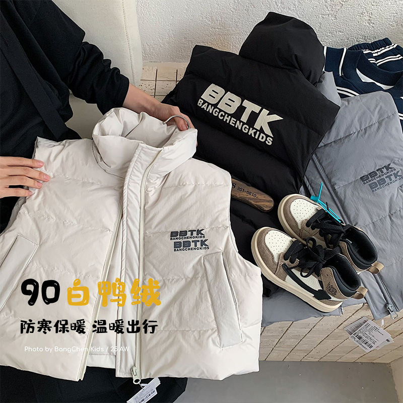 2025冬新品★子供服 　90ダウンベストコート★90cm〜140cm 3色