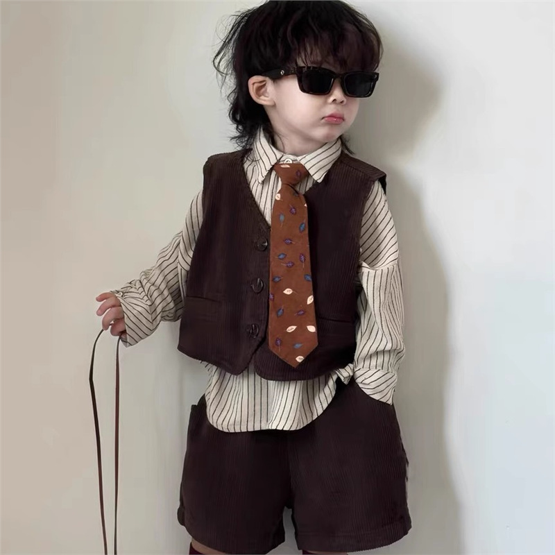 2025新品★子供服　ベスト+ズボン+シャツ　セットアップ★100cm〜160cm