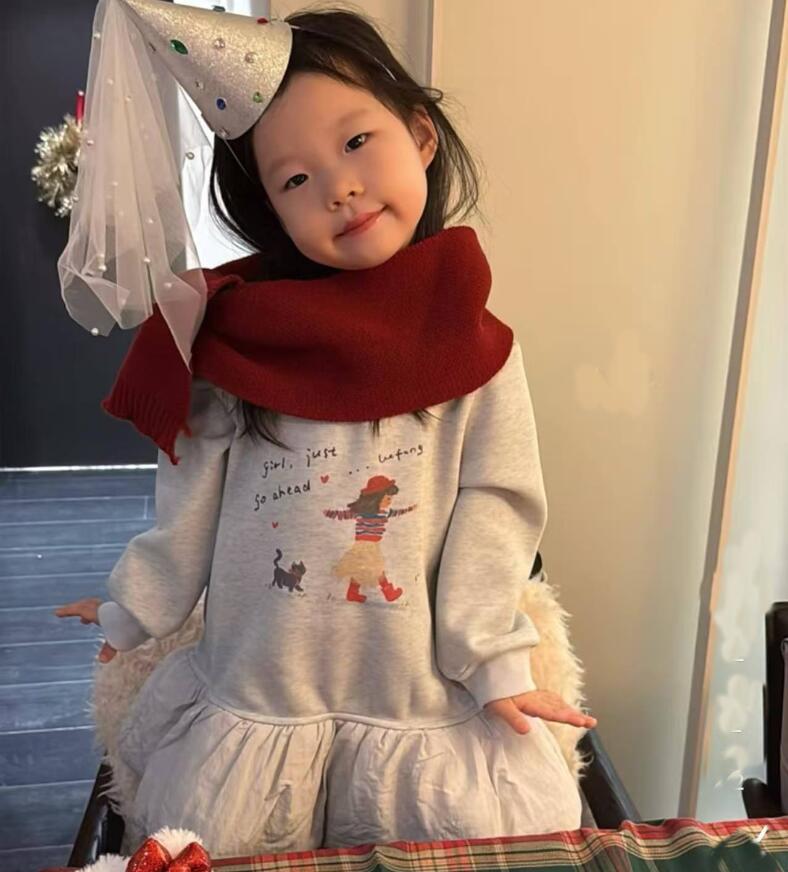 2025冬新品SX★子供服　ワンピース　裏起毛★80cm〜130cm