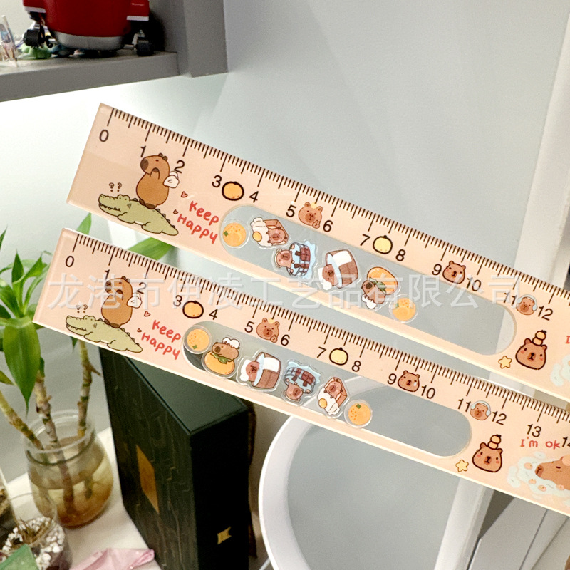 ★アクリルゆらゆら定規 ★可愛いキャラクター 15cm 直定規