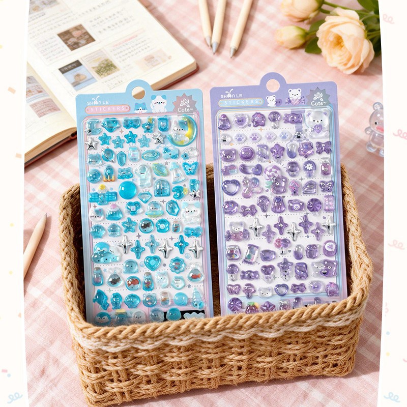 DIY手作り ステッカー★粘着シール★3D★手帳素材