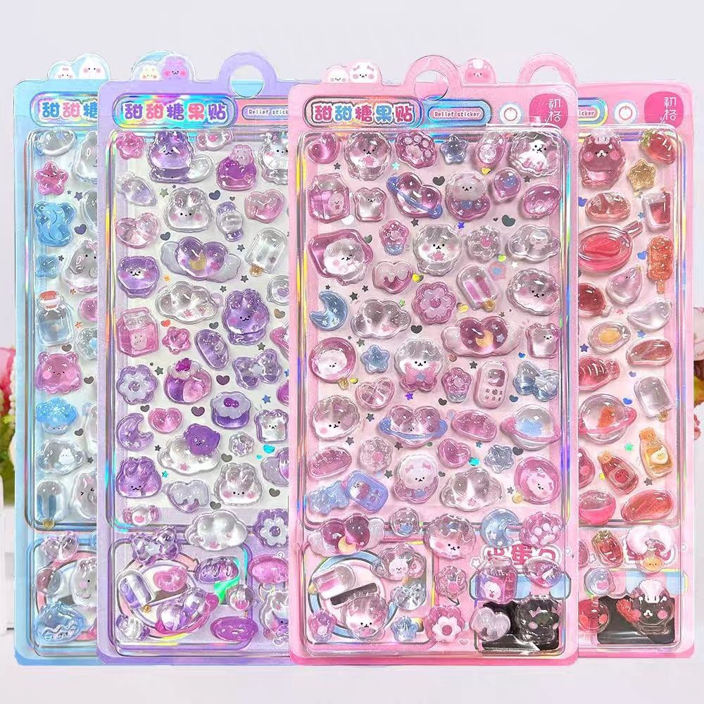 DIY手作り ステッカー★粘着シール★3D★手帳素材