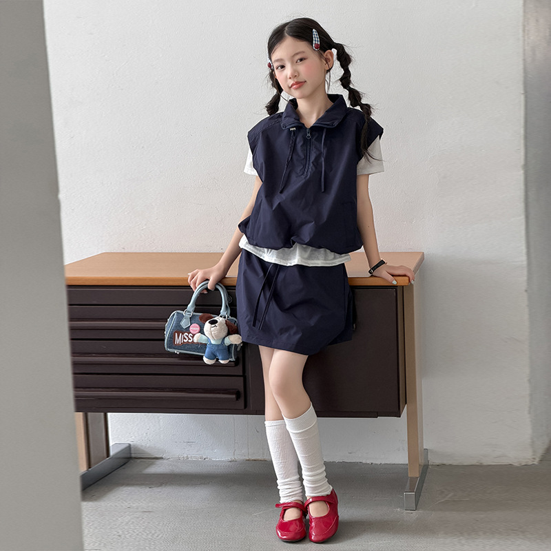 2026新品★子供服　重ね着トップス+スカート　セット★120cm〜170cm 2色