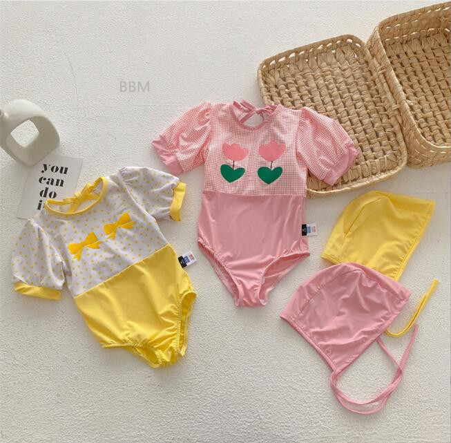 2022★春夏新作★韓国風子供服★可愛い★水着★水泳服★連体服★帽子つき★2色90-130CM